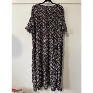 Vintage 90s Floral Plus Size More Jazz Dress Long Drawstring Shirred